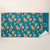 Cute Tribal Fox Pattern Monogram Strandlaken (Voorkant)