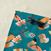 Cute Tribal Fox Pattern Monogram Strandlaken (In situ)