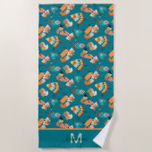 Cute Tribal Fox Pattern Monogram Strandlaken (Voorkant)