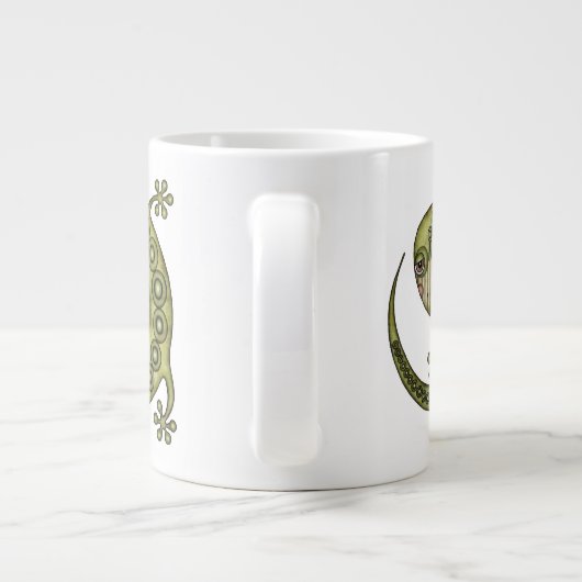 Cute Tribal Green Gecko Grote Koffiekop (Achterkant)