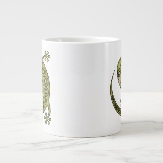 Cute Tribal Green Gecko Grote Koffiekop (Voorkant)
