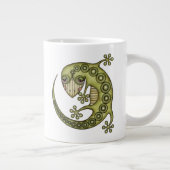 Cute Tribal Green Gecko Grote Koffiekop (Rechts)