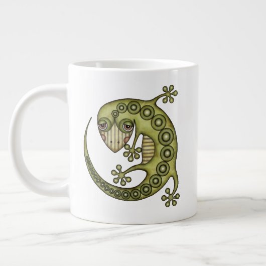 Cute Tribal Green Gecko Grote Koffiekop (Links)