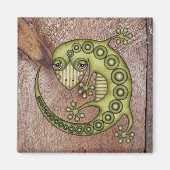 Cute Tribal Green Gecko Magneet (Voorkant)