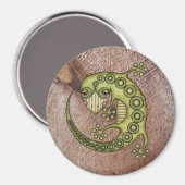 Cute Tribal Green Gecko Magneet (Voorkant / Achterkant)