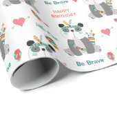 Cute Tribal Panda Beer Happy Birthday Cadeaupapier (Rol Hoek)