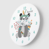 Cute Tribal Panda Beer Personalized Nursery Clock Grote Klok (Hoek)