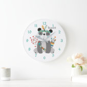 Cute Tribal Panda Beer Personalized Nursery Clock Grote Klok (Huis)