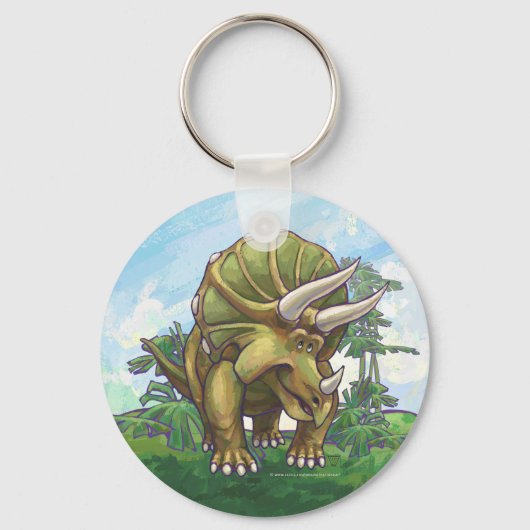Cute Triceratops Art Sleutelhanger (Voorkant)