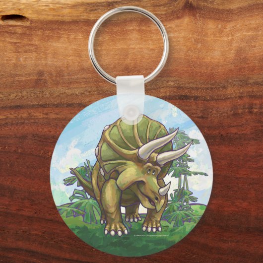 Cute Triceratops Art Sleutelhanger (Voorkant)