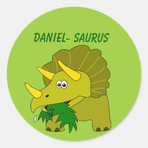 Cute Triceratops Custom Name Dinosaur Cool Kinder Ronde Sticker