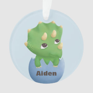 Cute Triceratops Dino Egg Baby Ornament