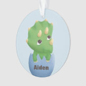 Cute Triceratops Dino Ei Baby Ornament (voorkant)