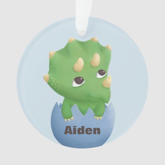 Cute Triceratops Dino Ei Baby Ornament (voorkant)