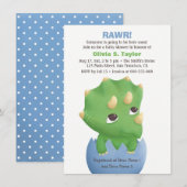 Cute Triceratops Dinosaur Baby Shower Invitations Kaart (Voorkant / Achterkant)