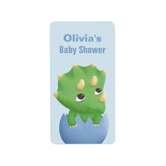 Cute Triceratops Dinosaur Baby Shower Sticker (Voorkant)