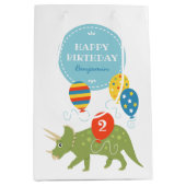 Cute Triceratops Dinosaur Balloons Eigen naampagin Medium Cadeauzakje (Voorkant)