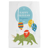 Cute Triceratops Dinosaur Balloons Eigen naampagin Medium Cadeauzakje (Achterkant)