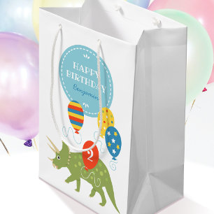 Cute Triceratops Dinosaur Balloons Eigen naampagin Medium Cadeauzakje