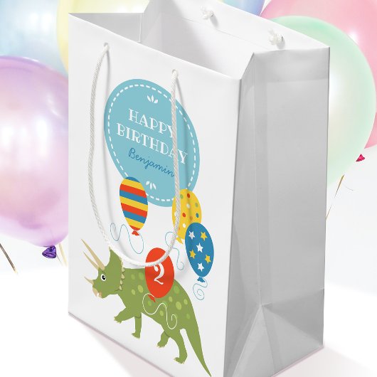 Cute Triceratops Dinosaur Balloons Eigen naampagin Medium Cadeauzakje