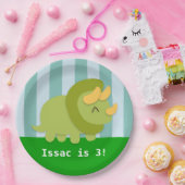 Cute Triceratops Dinosaur Birthday Party Papieren Bordje (Feest)