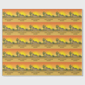 Cute Triceratops Dinosaur Sunset Desert Birthday Cadeaupapier (Vlak)