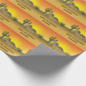 Cute Triceratops Dinosaur Sunset Desert Birthday Cadeaupapier (Hoek)