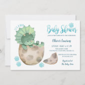 Cute Triceratops Dinosaur Tracks Boy Baby shower Kaart (Voorkant)