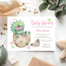 Cute Triceratops Dinosaur Tracks Girl Baby shower