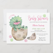 Cute Triceratops Dinosaur Tracks Girl Baby shower Kaart (Voorkant)