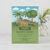 Cute Triceratops Dinosaur Tropical Kind Birthday Kaart (Staand voorkant)