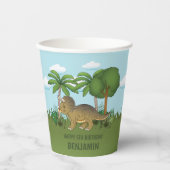 Cute Triceratops Dinosaur Tropical Kind Birthday Papieren Bekers (Voorkant)
