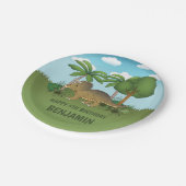 Cute Triceratops Dinosaur Tropical Kind Birthday Papieren Bordje (Gekanteld)