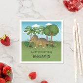 Cute Triceratops Dinosaur Tropical Kind Birthday Servet (Insitu)