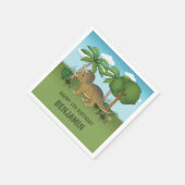 Cute Triceratops Dinosaur Tropical Kind Birthday Servet (Hoek)