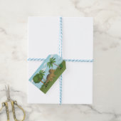 Cute Triceratops Dinosaur Tropical Palm Tree Cadeaulabel (Met Touw)
