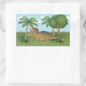 Cute Triceratops Dinosaur Tropical Palm Tree Rechthoekige Sticker (Tas)
