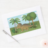 Cute Triceratops Dinosaur Tropical Palm Tree Rechthoekige Sticker (Envelop)