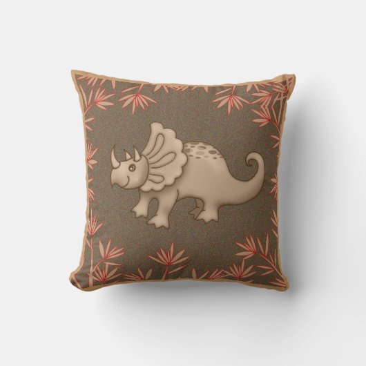 Cute Triceratops Dinosaurus Kussen voor Kinderen (Voorkant)
