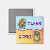 Cute Triceratops Dirty Clean Diswasher Magnet (Voorkant / Achterkant)