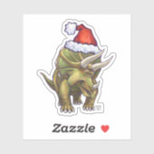 Cute Triceratops in een Santa Hat Sticker (Vel)