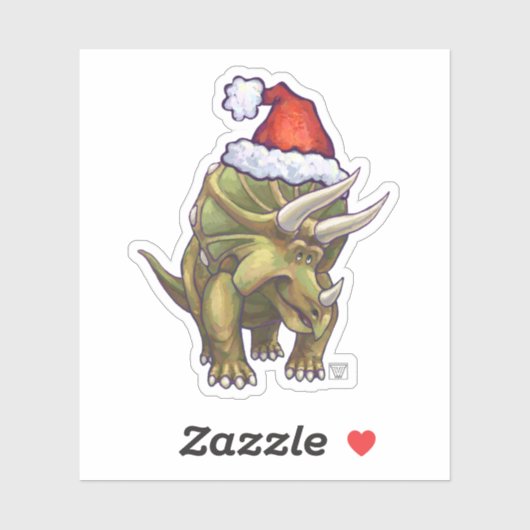 Cute Triceratops in een Santa Hat Sticker (Vel)