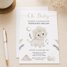 Cute Triceratops Neutrale Dinosaur Baby Shower Kaart