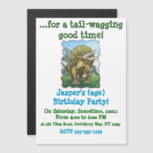 Cute Triceratops Party Magnetische Uitnodiging