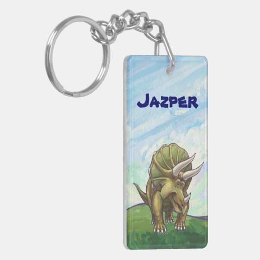 Cute Triceratops Personalized Sleutelhanger (Voorkant Links)