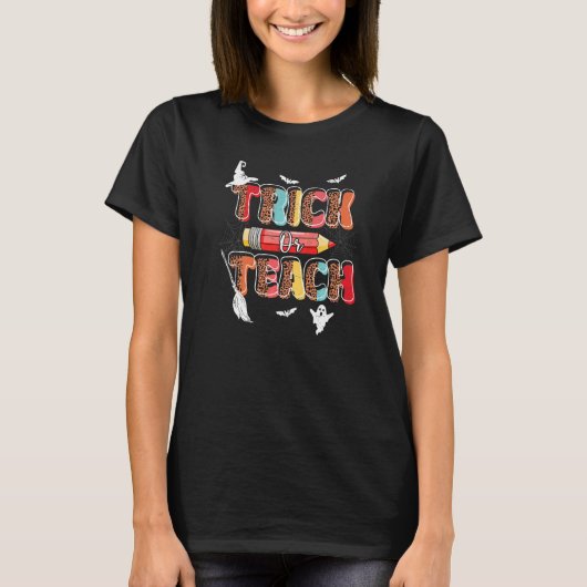 Cute Trick of Teach Halloween leraar Lopard Gro T-shirt (Voorkant)