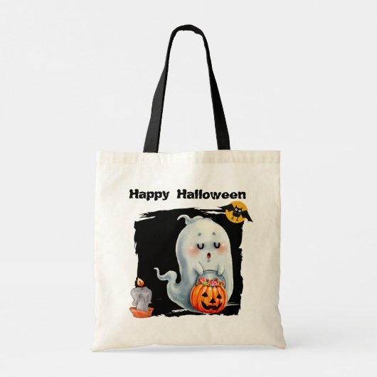 Cute Trick of Treing Ghost Kinder Halloween Tote Bag (Achterkant)