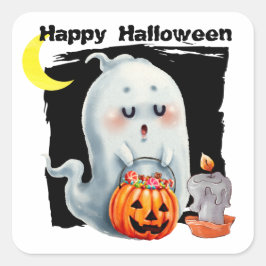 Cute Trick of Treing Ghost Kinder Halloween Vierkante Sticker