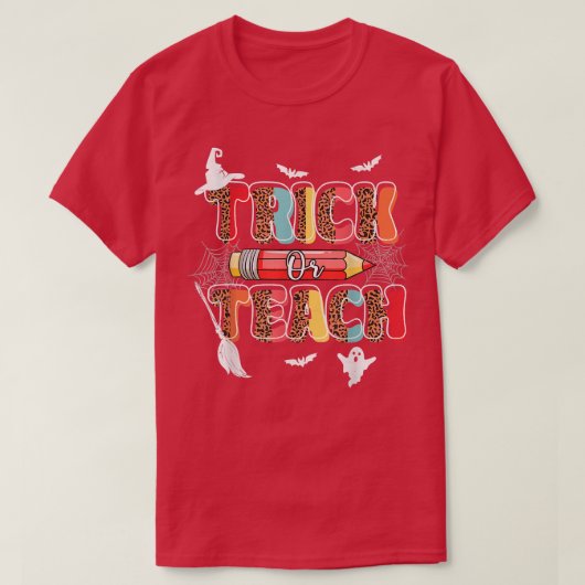 Cute Trick Or Teach Fun Halloween Teacher Leopard  T-shirt (Design voorkant)