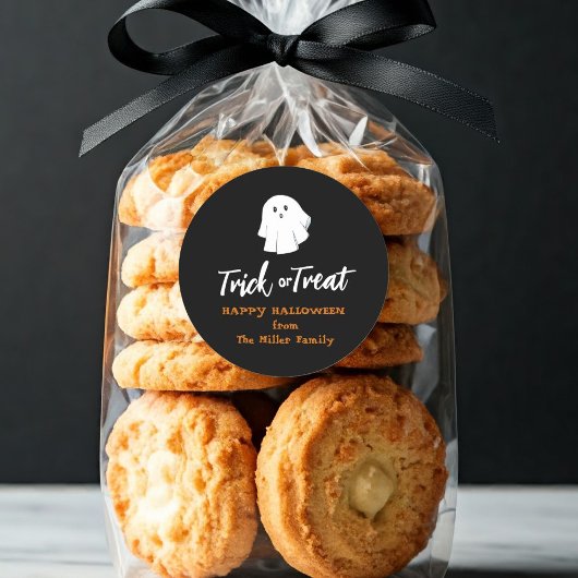 Cute Trick or treat Black Ronde Sticker
